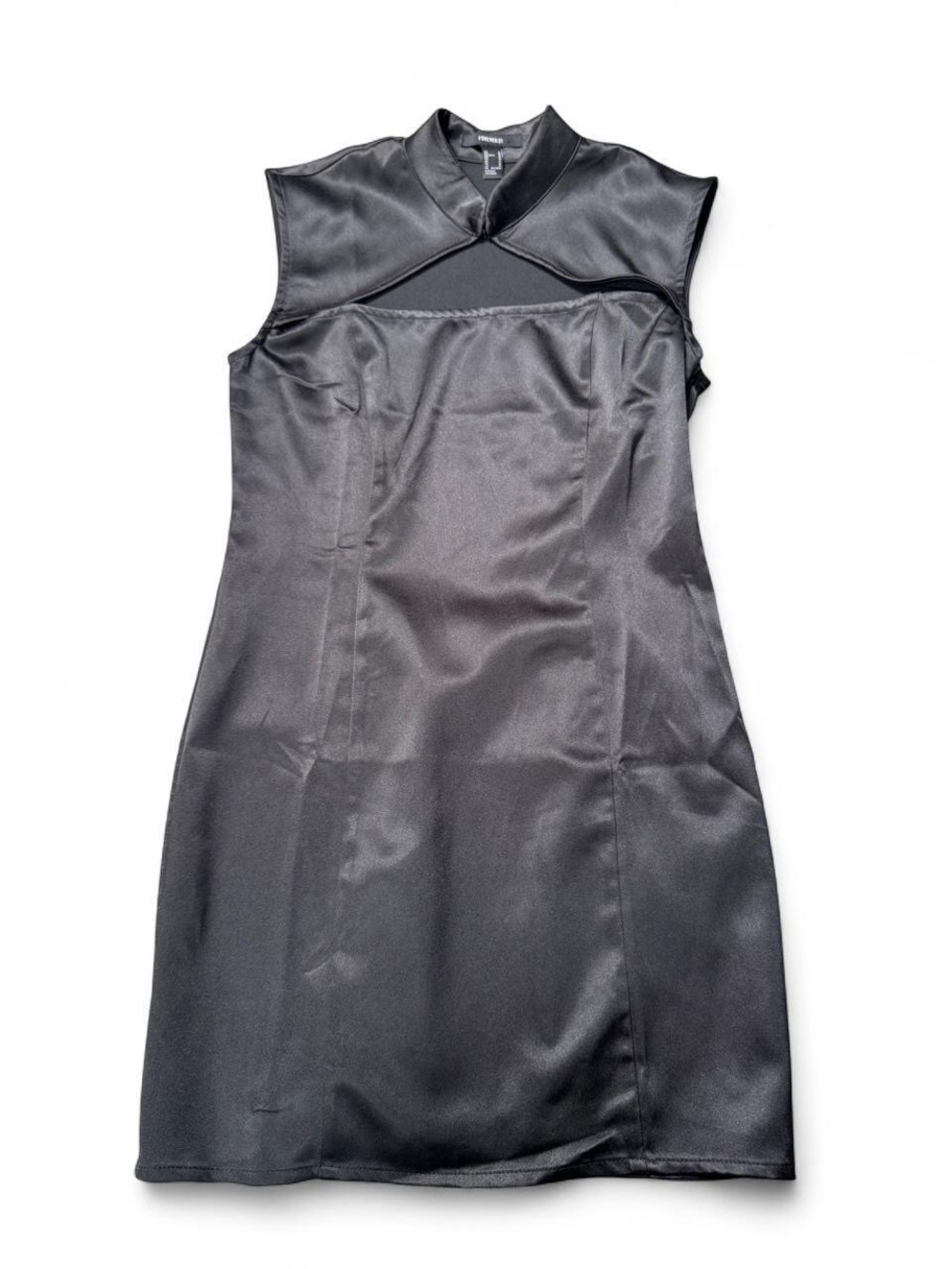 Forever 21 Black Satin Mock-Neck Mini Dress